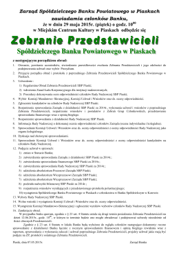 Zarząd Spółdzielczego Banku Powiatowego w Piaskach