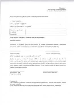 Załącznik nr l do ogłoszenia o naborze kandydatów na członków