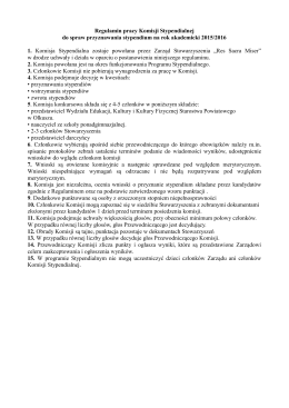 Regulamin Komisji Stypendialnej - Stowarzyszenie Dobroczynne