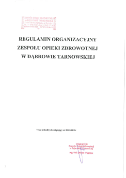 REGULAMIN ORGANIZACYJNY ZESPOŁU OPIEKI ZDROWOTNEJ