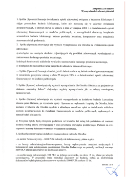 1. Spółka (Sponsor) ﬁnansuje świadczenia opieki zdrowotnej