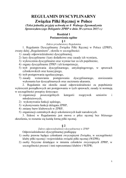 Regulamin Dyscyplinarny ZPRP - Związek Piłki Ręcznej w Polsce