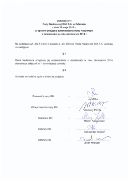 Uchwała nr 1 RN w sprawie przyjęcia sprawozdania z jej