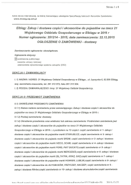 Elbląg: Zakup i dostawa części i akcesoriów do pojazdów na rzecz