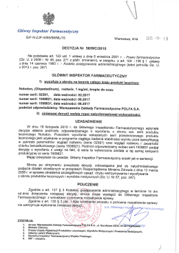 decyzja GIF nr 58_WC_2015 wycofanie NOLODON