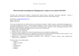 Oferta Poradni Psychologiczno-Pedagogicznej w Lipnie na rok