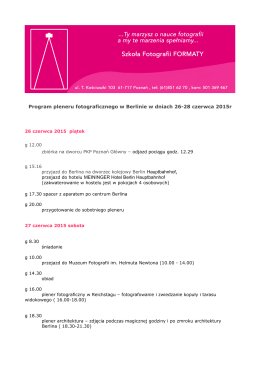 Program pleneru fotograficznego w Berlinie w dniach 26