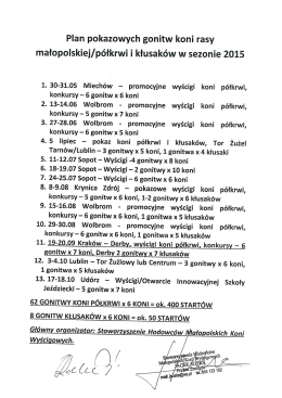 Plan pokazowych gonitw koni rasy