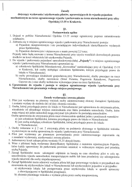 Zasady dotyczące wydawania pilotów uprawniających do wjazdu na