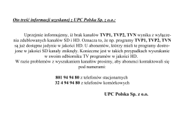 INFORMACJA UPC Polska Sp z o.o.