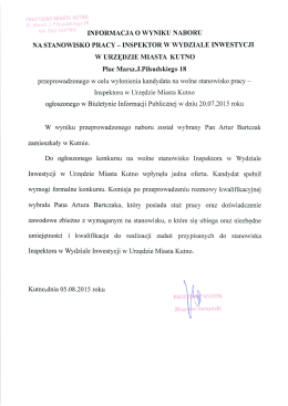 inspektor w wydziale inwestycji w urzędzie miasta kutno