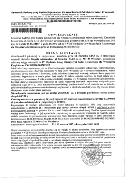 Komornik Sądowy przy Sądzie Rejonowym dla