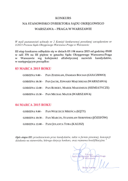 Informacja dot. III etapu konkursu
