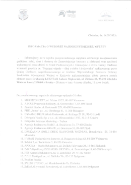 Gaia wisiorki-i Chełmiec, dn. l14.09.2015r. INFORMACJA &Uuml;