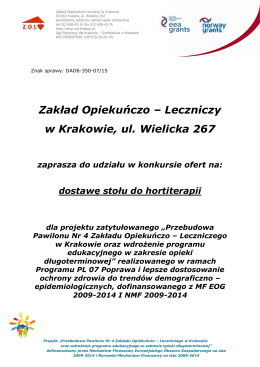 Zakład Opiekuńczo – Leczniczy w Krakowie, ul. Wielicka 267
