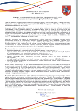 STANOWISKO RADY MIASTA PUŁAWY z dnia 26 marca 2015 r