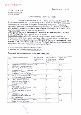 Zawiadomienie o wyborze oferty