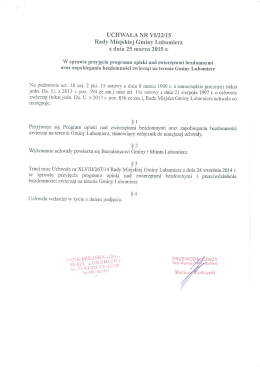 UCHWAŁA NR VI/22/15 Rady Miejskiej Gminy Lubomierz z dnia 25