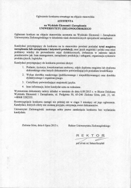 08 Konkurs na stanowisko asystenta w dziedzinie nauk