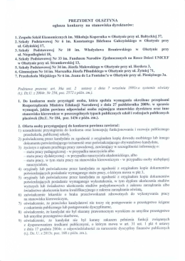PREZYDENT OLSZTYNA ogłasza konkursy na stanowiska dyrektorów