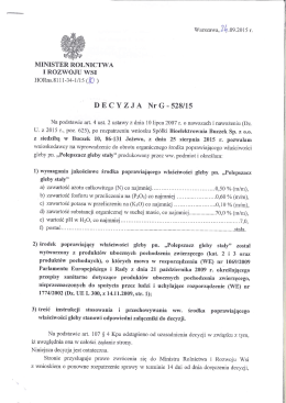 decyzja Ministerstwa Rolnictwa-poferment stały