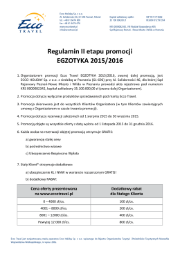 Regulamin II etapu promocji EGZOTYKA 2015/2016