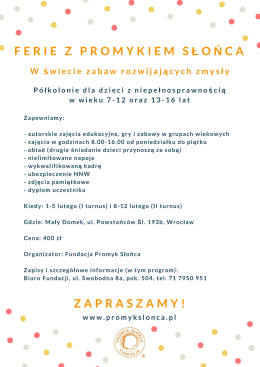 ` FERIE Z PROMYKIEM SŁONCA