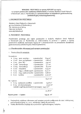 Warunki Przetargu na wynajem powierzchni