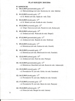 PLAN KOLĘDY 2015/2016