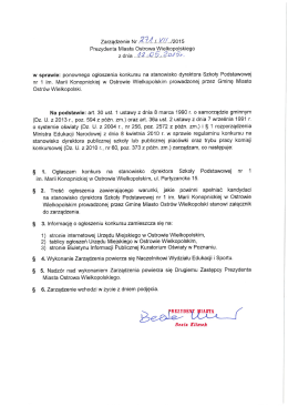 Prezydent Miasta Ostrowa Wielkopolskiego ponownie ogłasza