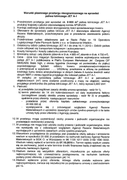 Warunki pisemnego przetargu
