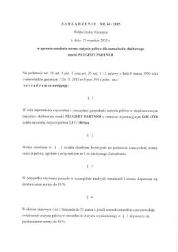w sprawie ustalenia normy zużycia paliwa dla