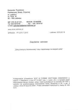 Zakup benzyny bezołowiowej i oleju napędowego na stacjach paliw