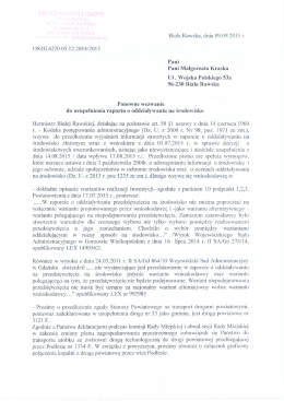 Ponowne wezwanie do uzupełnienia raportu