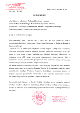 Dokument z treścią ogłoszenia.