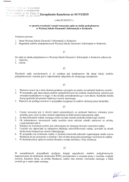 Zarzadzenie Kanclerza nr 1-VI-2015