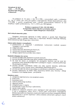Zarządzenie Nr 26/15 z dnia 04.12.2015r. Dyrektora Sądu