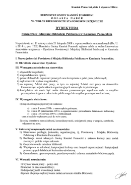 ogłoszenie o naborze na wolne kierownicze stanowisko urzędnicze