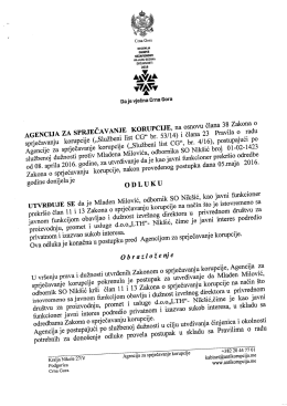 Odluka - Mladen Milović - (www.antikorupcija.me).