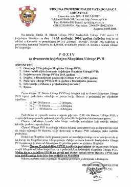 Poziv za 12 izvještajnu Skupštinu UPVH-2016