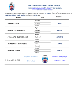 Raspored službenih osoba za vikend 07. – 08. 05. 2016