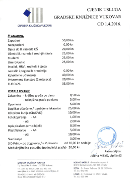 Cjenik - Gradska knjižnica Vukovar