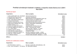 Prehľad schválených žiadostí o dotácie z rozpočtu mesta Senica do