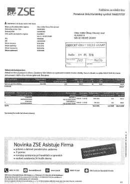 Page 1 Fakt&uacute;ra za elektr&iacute;nu Poradov&eacute; č&iacute;slo/Variabiln&yacute; symbol