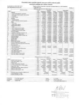 Celkové vyúčtování položek výpočtu ceny podle cenových předpisů
