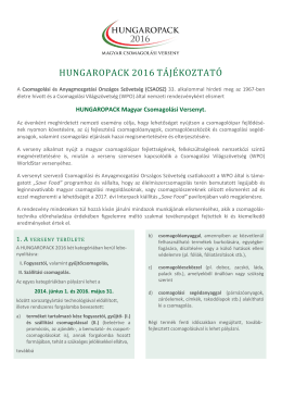hungaropack 2016 tájékoztató - Csomagolási és Anyagmozgatási