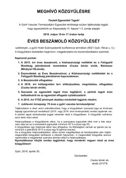 Meghívó megtekintése - Győri vasutas természetjáró egyesület