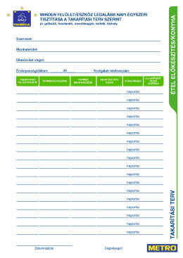 &Eacute;tel elők&eacute;sz&iacute;t&eacute;se (konyha) takar&iacute;t&aacute;si terv