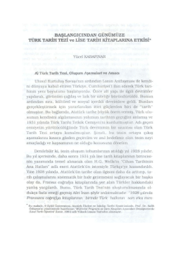 Başlangıcından G&uuml;n&uuml;m&uuml;ze T&uuml;rk Tarih Tezi ve Lise Kitaplarına Etkisi