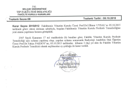 05.10.2015 Tarihli Toplantı Kararları
